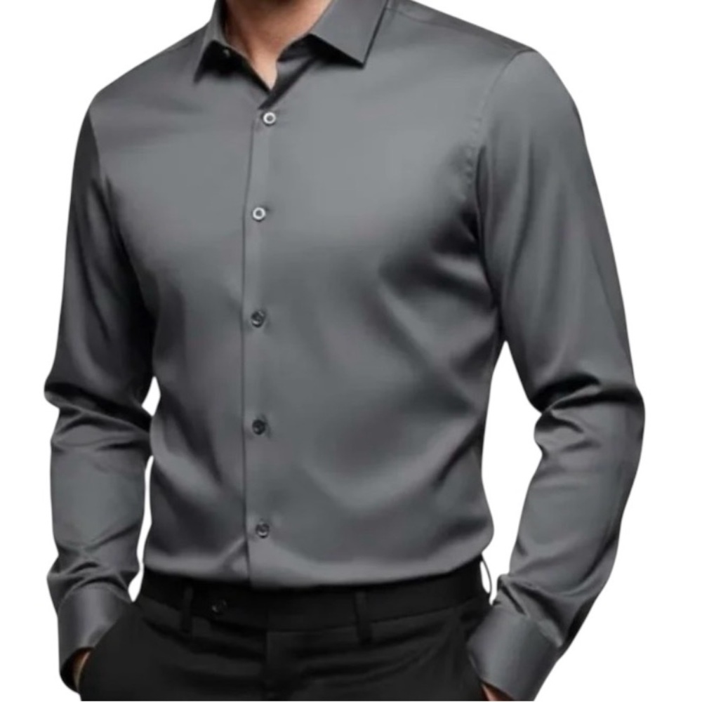 United Colors Of Benetton Men's Slate Gray Button-Down Shirt
